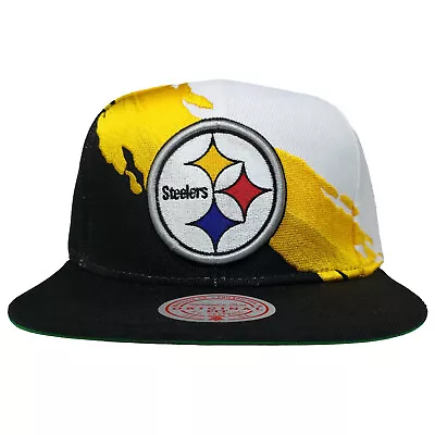 Pittsburgh Steelers Mitchell & Ness NFL Snapback Hat Paint Splash Wrap Cap NWT • $34.99