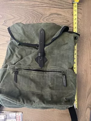 Tanner Goods Canvas Leather Made In USA Backpack Travel Bag Rucksack Green • $90