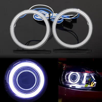 2x White 60/65/70/75/80/85/90/100/120mm Car COB LED Angel Eyes Halo Ring Light • $21.60