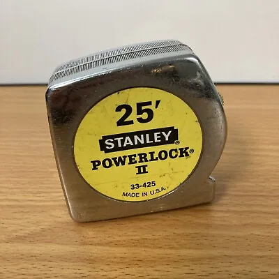 Vintage 25' Stanley PowerLock II Tape Measure Measuring Tool No. 33-425 USA • $14.99