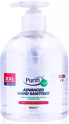 6 X Purifi Alcohol Hand Sanitizer 500ml Disinfectant Instant Anti Bacterial Gel • £6.99