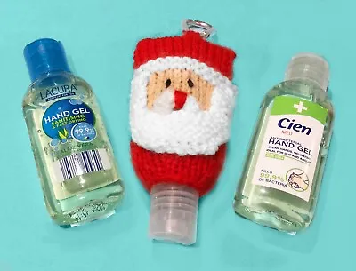 KNITTING PATTERN - Father Christmas Santa Sanitizer Bottle 50ml Holder 9cms • £3.25