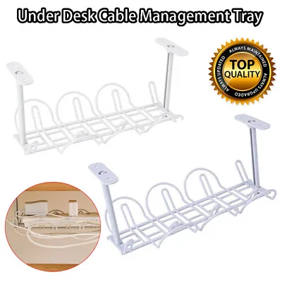 £7.49 • Buy Under Desk Cable Management Tray Cord Holder Storage Office Home Wire Rack Tidy