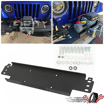 $48 • Buy Fits 1987-2006 Jeep Wrangler TJ YJ -12000 Lb Capacity Black Winch Mounting Plate