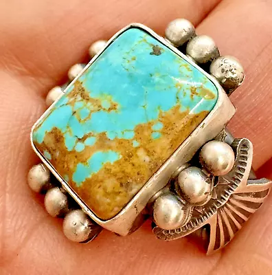 Navajo Number 8 Mine Turquoise Ring Size 1 Sterling By Mike Calladitto 18.2grms • $194.94