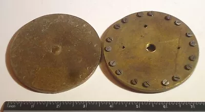 Antique Solid Brass Heavy Lamp Parts Discs Base Steampunk Potential • $20