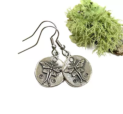 Luna Moth - SILVER Earrings - Gift For Her Nature Luna Moth Jewelry Bohemian  • $38