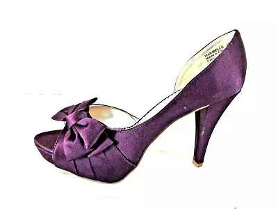 Michaelangelo Purple Satin Open Toe Slip On Heels Shoes Women's 7 1/2 M (SW27) • $24