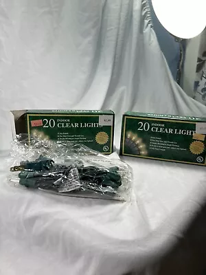 Holiday Time Christmas Lights Box Of 20 Clear Mini Lights Green Wire Indoor • $2.99