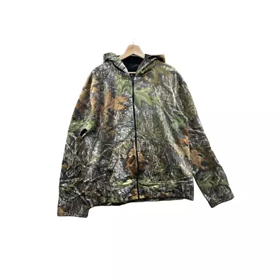 Vintage Mossy Oak Performance Fleece Realtree Full Zip Hoodie Size L VTG Hunting • $45