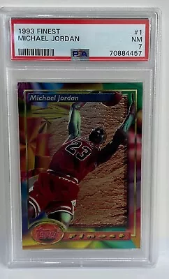 1993-94 Topps Finest   #1 Michael Jordan Rare Card PSA 7 NM • $179.99