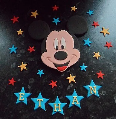 Handmade Mickey Mouse Stars Personalised Birthday Cake Topper Decoration • £15.99