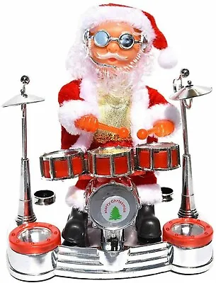 Santa Claus Drummer Musical Moving Light Christmas Decoration • $14.99