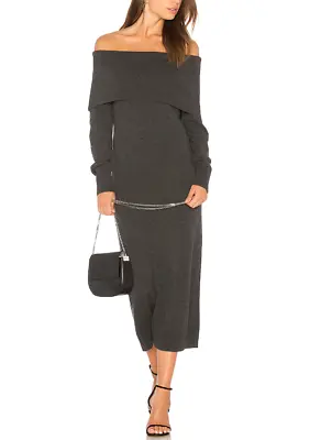 THEORY Womens Knitted Dress Ots Foldover Sheath Dress Solid Grey Size P H0811712 • £89.77
