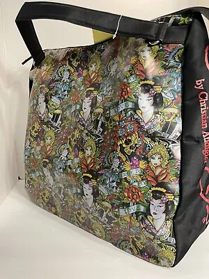 Ed Hardy Christian Audigier Travel Wekender SHOPPER TOTE BAG GEISHA & SKULL NWT • $24.99