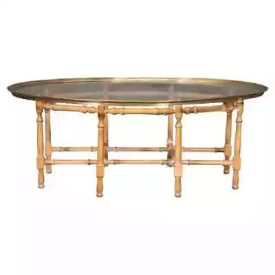 Baker Furniture Company Faux Bamboo Brass And Glass Tray Top Table • $1705.50