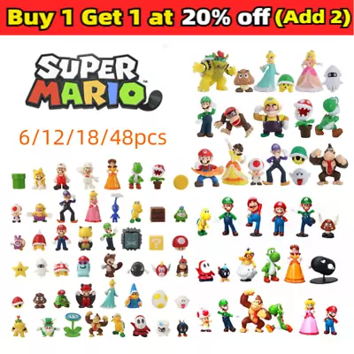 6/12/18/48Pcs Super Mario Mini Figure Toys Doll Action Figures UK Fast Shipping • £7.82