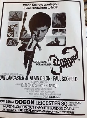 M3-2 Ephemera 1974 Advert Film Scorpio Michael Winner Delon Scofield • $2.80