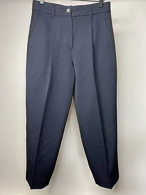 $24.99 • Buy COS Women's 4 High Rise Pleated Crop Pants Colorblock Blue Black Tapered Career