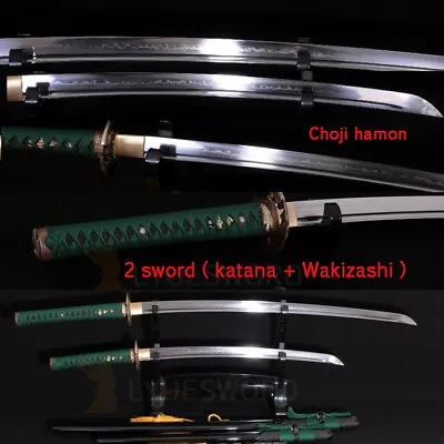 Full Functional Japanese Sword Set Katana&Wakizashi Clay Tempered Razor Sharp • $539.99