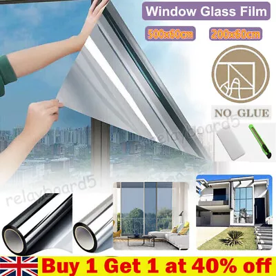 One Way Mirror Silver Window Film UV Reflective Tint Foil Home Glass Sticker*UK • £1.79