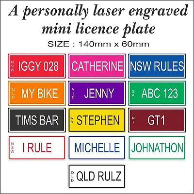 Personalised Novelty Kids Car Bike Mini Number Plate Licence Gift Birthday Xmas • $10.34