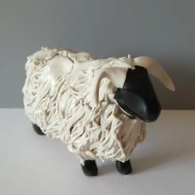 Vintage Highland Woolly Horned Ram Sheep Ornament Spaghetti Pottery • £19.99