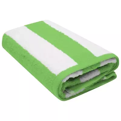2 Pack Green Cabana Stripe Large Beach Towel 76 X 152 Cm 100% Ringspun Cotton • £19.99
