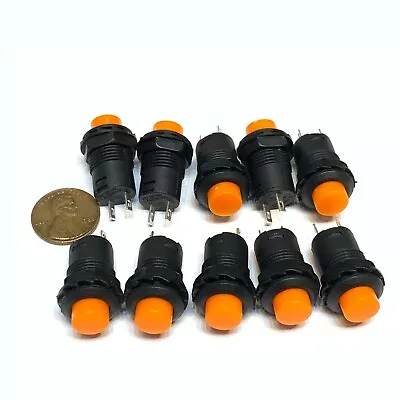 10 Pieces Orange Momentary 12mm Switch Round Push Button 12v On Off A34 • $15.71