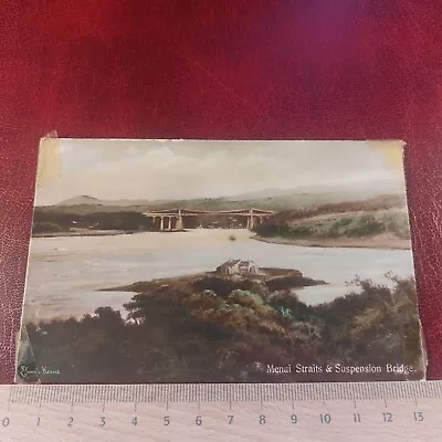 Vintage Postcard Menai Straits & Suspension Bridge • £3.15