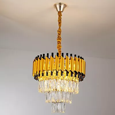 Luxury Modern K9 Crystal Chandelier 16-Inch-4 Tiers 5-Light High Ceiling Light • $101.99