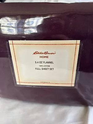 Eddie Bauer Home 5.4 OZ Flannel 100%Cotton Full Sheet Set Plum/Purple 2010 • $39.99