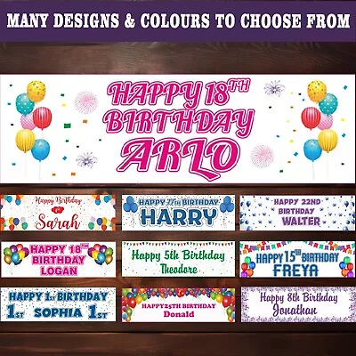 2x Personalised Birthday Banners Happy Birthday Party Decoration 18th 21st 50th • £3.75