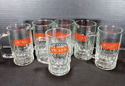 Pilsen Cerveza Especial Mini 8oz Glass Beer Mugs Set Of 6 Original Box Vintage • $20