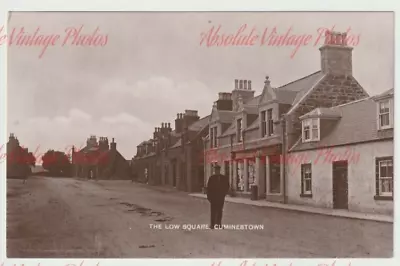 Old Postcard Low Square Cuminestown Aberdeenshire Scotland Real Photo 1910-20 • £22