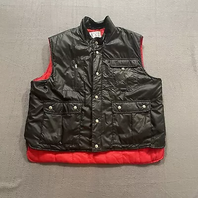 Vintage Alpine Ski Puffer Vest Mens XL Black Red Pockets Snaps Zippers 80s • $24.99