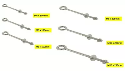 £1.65 • Buy Straining Eye Bolts Nuts Washers M6 M8 M10 Zinc Plated Wire Fencing Tension
