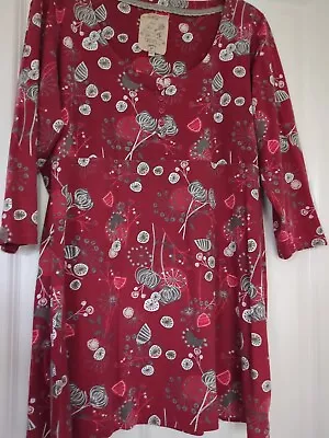 Mantaray Cherry Red With White Floral Top Tunic Size 16 • £6.50