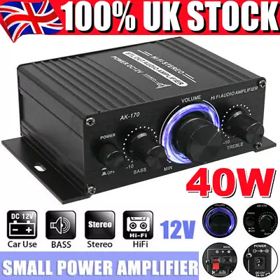 New DC 12V HiFi Power Amplifier Mini Small Audio Digital Stereo Car FM AMP Home • £10.89