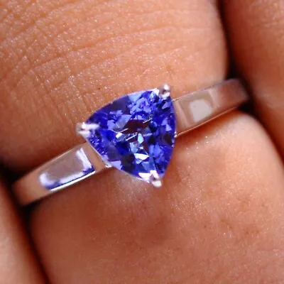 2CT Trillion Lab Created Tanzanite Diamond Wedding Ring In 14K White Gold Finish • $72.09