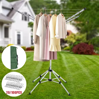 Rotary Airer Free Standing Outdoor Washing Line Clothes Dryer For Camping Travel • £26.49