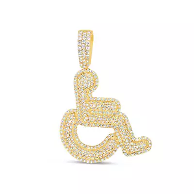 Handicap Sign - Diamond Charm Pendant | Solid Yellow Gold | 0.74 CTW | 14K • $3117