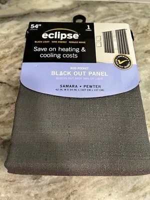 Eclipse Rod Pocket Black Out Panel 42 In W X 45 In L Samara Pewter NEW • $25