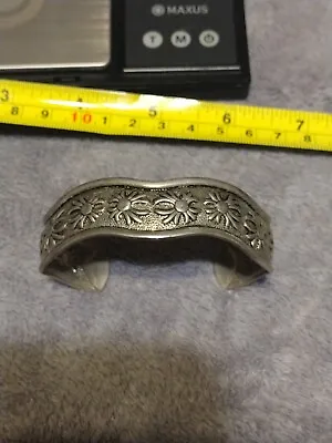 Vintage Antique Silver 3D Raised Floral Motif Bangle Bracelet Cuff 24.3g • $124.99