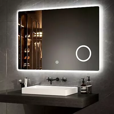 EMKE LED Bathroom Mirror With Shaver Socket Demister 3x Magnifying Glass Lights • £85.99