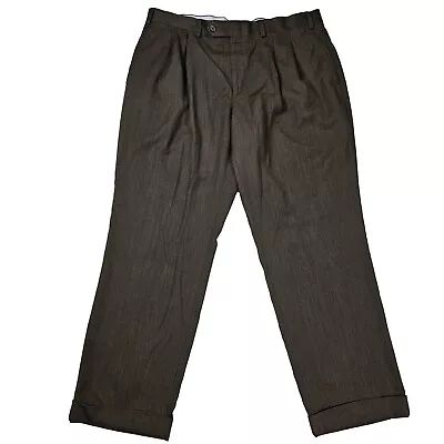 Ralph Lauren Dress Pants Men 36x29 Solid Brown Straight Pleated Polyester Preppy • $20