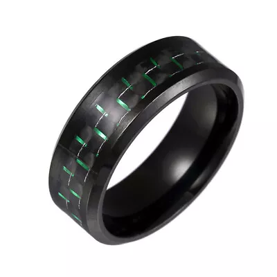 Mens Women Tungsten Carbide Carbon Fiber Ring Silver Wedding Band Gifts Size6-13 • $2.71