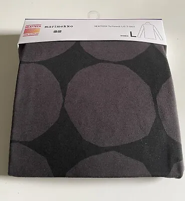 Marimekko X Uniqlo Heattech Womens Grey Kivet Dots Thermal Roll Neck Top L UK 14 • £34.99
