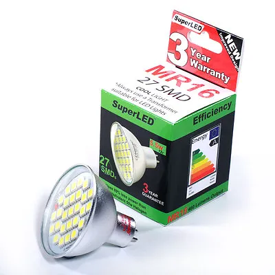 MR16 Halogen Bulb 5.5w Warm Or Cool White Spotlight 12V Downlights Bulbs 27 SMD • £4.49