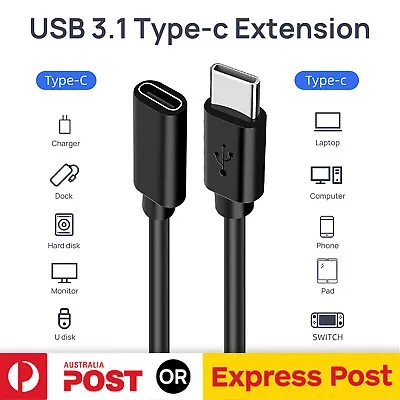 $6.95 • Buy USB 3.1 Type-C Extension Charging Cable USB-C Male To Female Cord Lead 1M